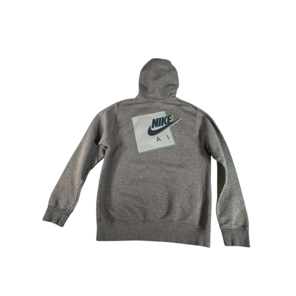 Nike Air Hoodie Sweatshirt Gray Pullover Fleece S Small Logo Back Graphic